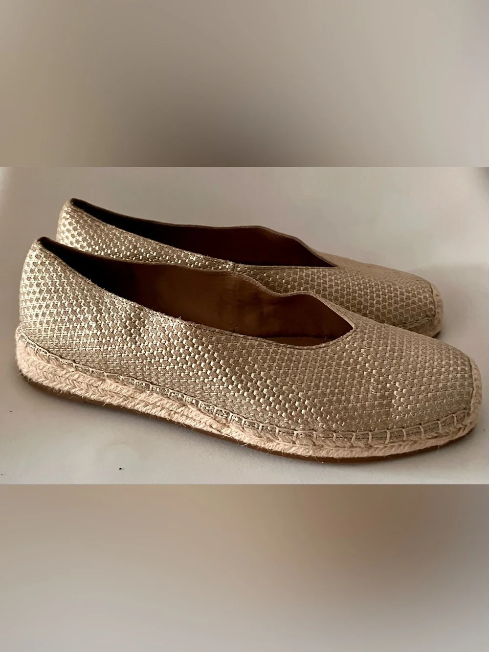 Eileen Fisher Petals Metallic Woven Espadrille Ballet Flats Women's 11 Gold